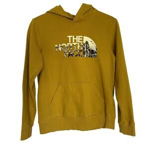 The North Face mustard yellow hoodie pullover sweater teen boys size XL pockets